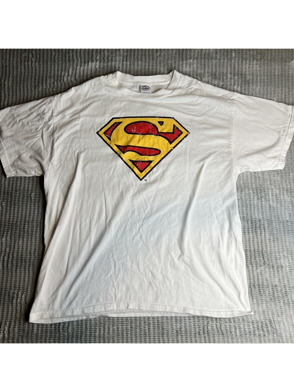 Vintage Superman DC Logo Comics White Tee Shirt Delta Tag Size XL Y2K 90s